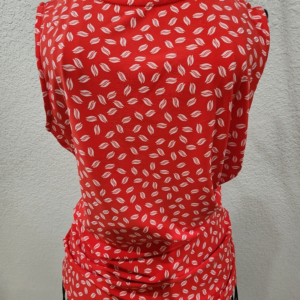 Calvin KleinWomen's Orange with Print Sleeveless Twist-front Top, SIZE: XXS